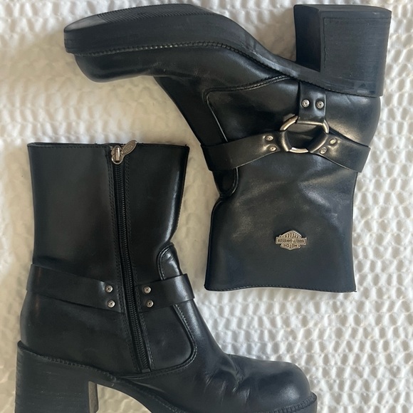 Harley-Davidson Shoes - Harley Davidson Black Leather Boots - Women’s Size 8 - 1/2 M